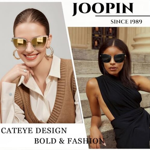 Oversized Cat Eye Sunglasses Metal Frame UV400 Protection  display picture 3